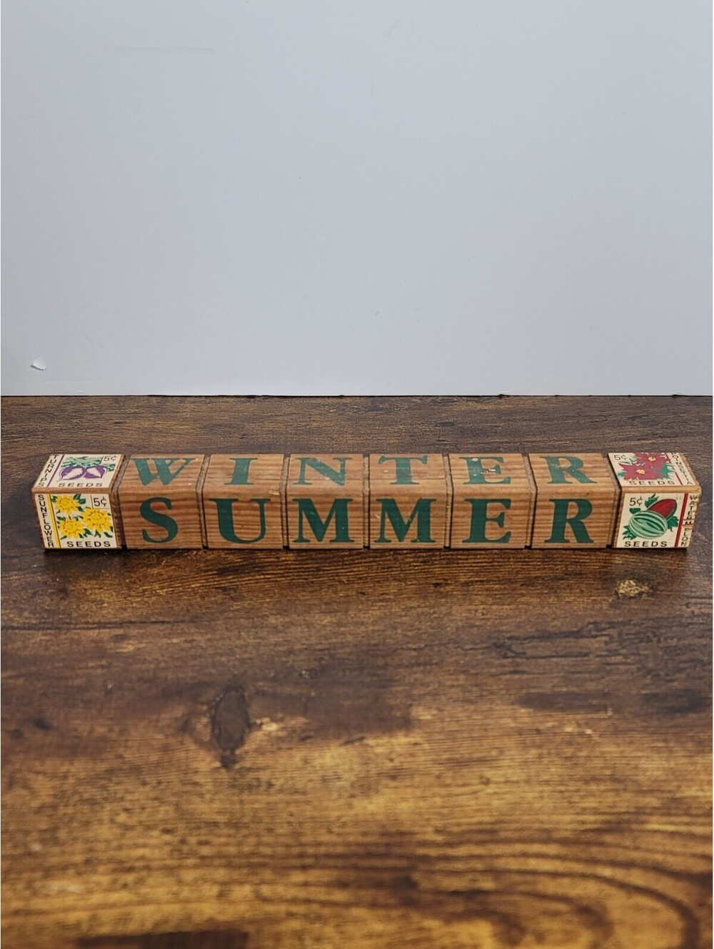 Seasonal Wood Decorative Word Blocks Set Spring Summer Autumn Winter